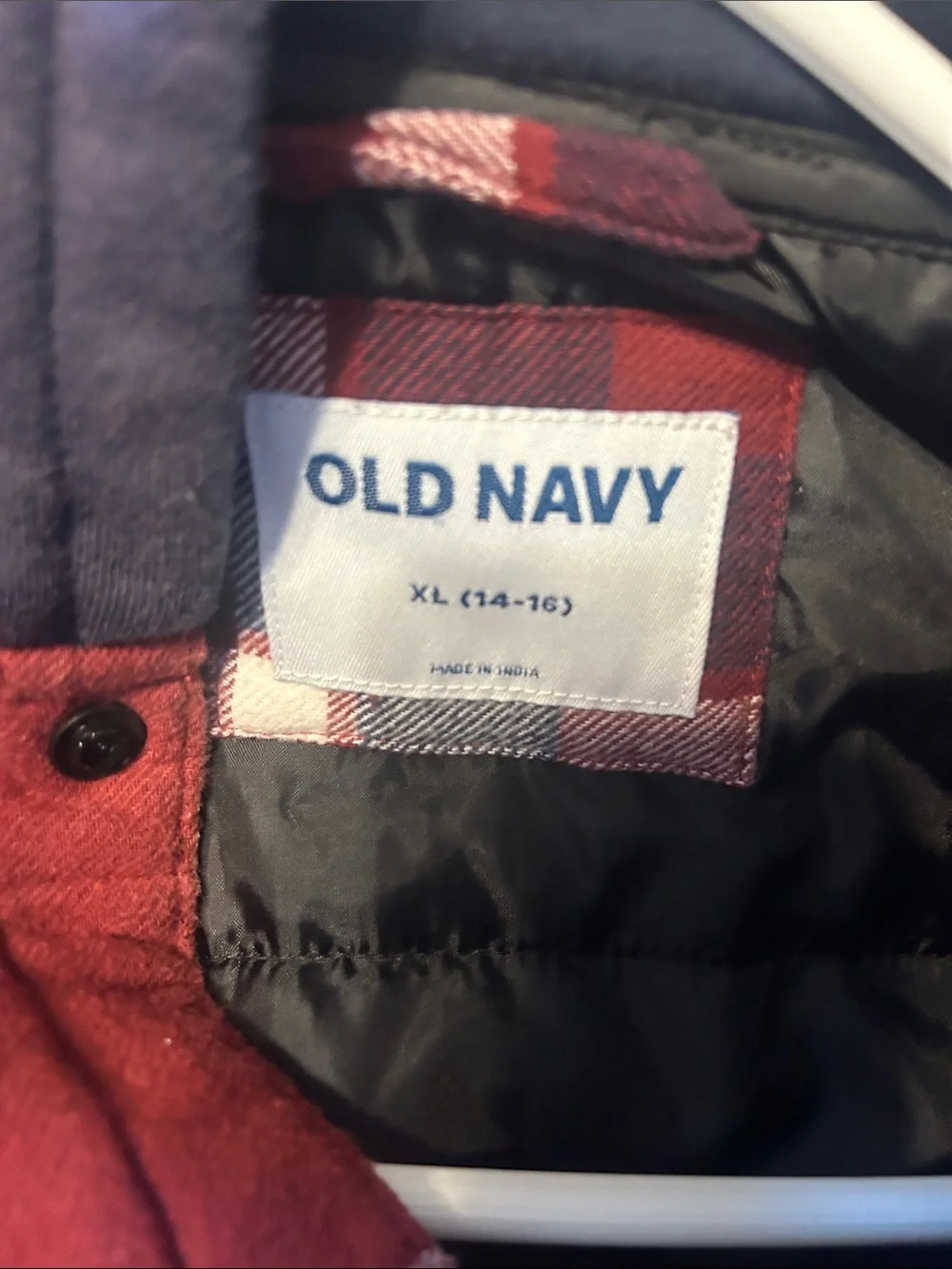 Old Navy Kids Red Plaid Hooded Jacket